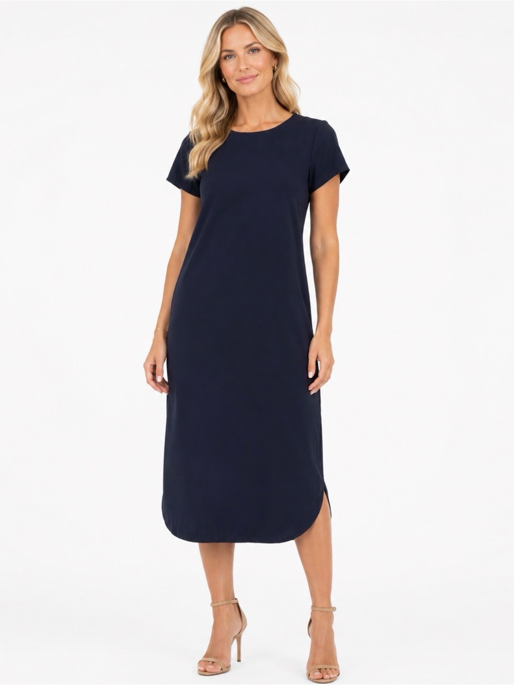 H&M Navy Work Dress Back Cut Out Midi Length size 2